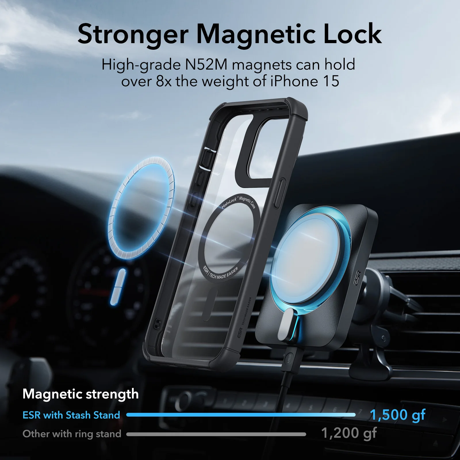 ESR for iPhone 15 14 Pro Max Armor Case with Stash Stand for iPhone 13 Pro Full Body Shockproof Military-Grade Drop MagSafe Case