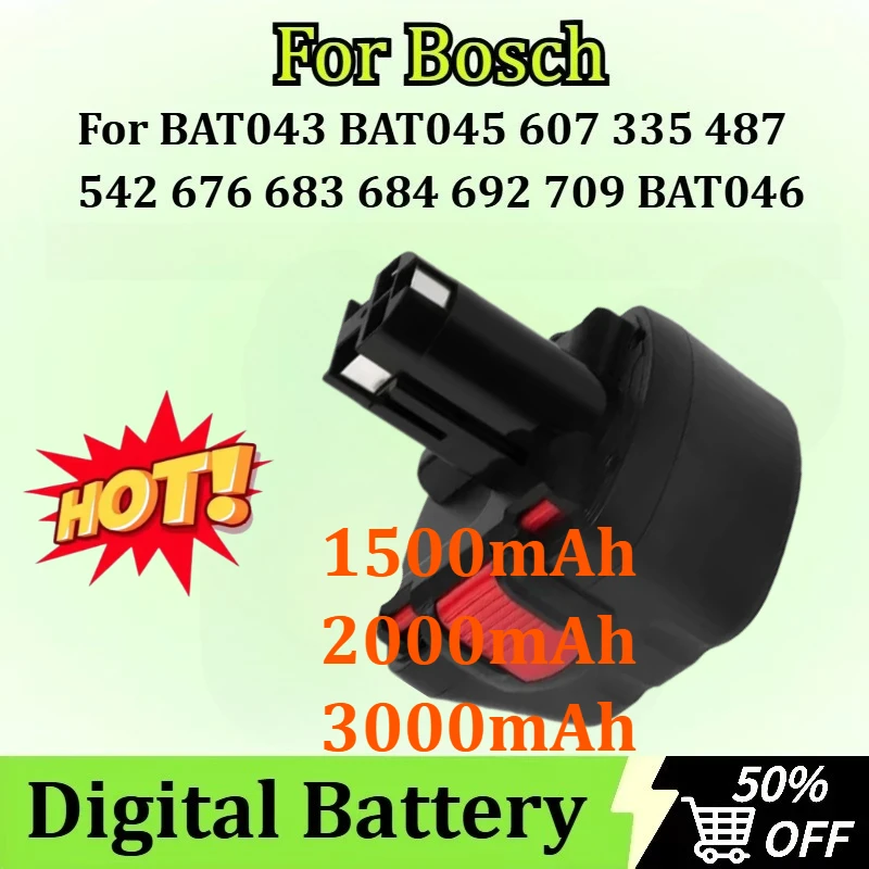 12V 1500/2000/3000mAh Battery for Bosch BAT043 BAT045 607 335 676 683 684 487 542 692 709 2607335249 BAT049 BAT046 BAT120 BAT139