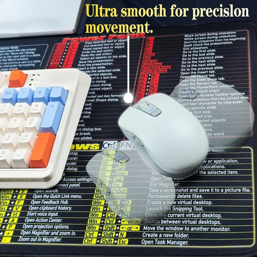 Excel Word Power Point Windows Mouse padNonSlipandWaterproof Large Gaming Office pc Desk mat XL 31.5 x 11.8 in Over 200 Keyboar