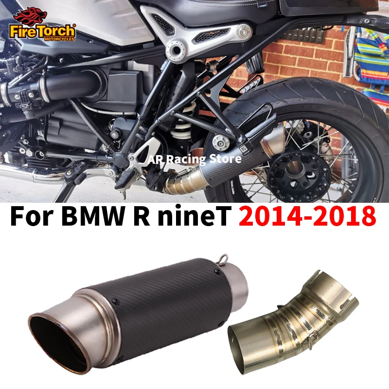 

Slip On For BMW R nine T 2014-2018 Motorcycle Exhaust SystemTitanium Alloy Mid Link Pipe 60mm Carbon Fiber Muffler Escape Moto