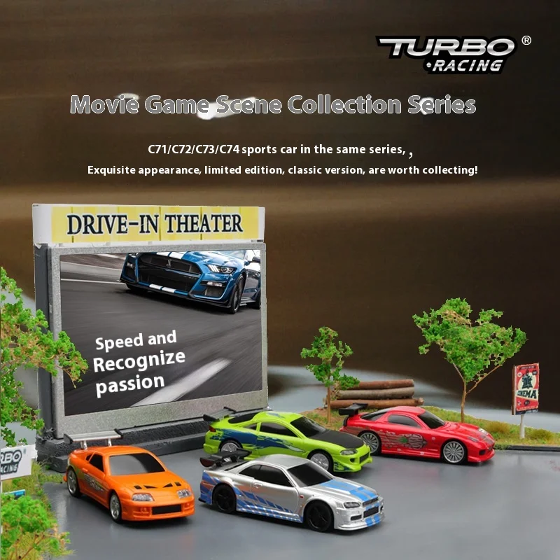 TURBO RACING RC CARS C74 sports car 1:76 full scale mini model remote control car can be played on the desktop as a gift