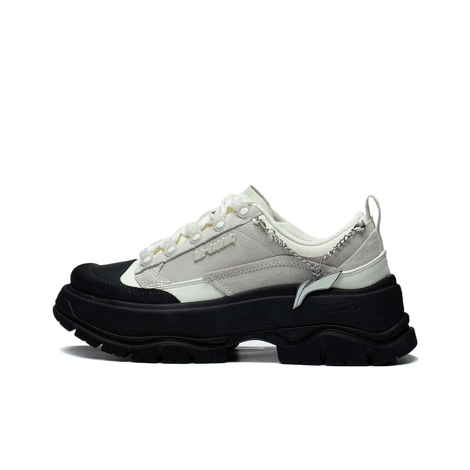 Chaussures de sport décontractées basses Li Ning en cuir synthétique, antidérapantes et résistantes à l'abrasion, pour femmes, blanc et noir