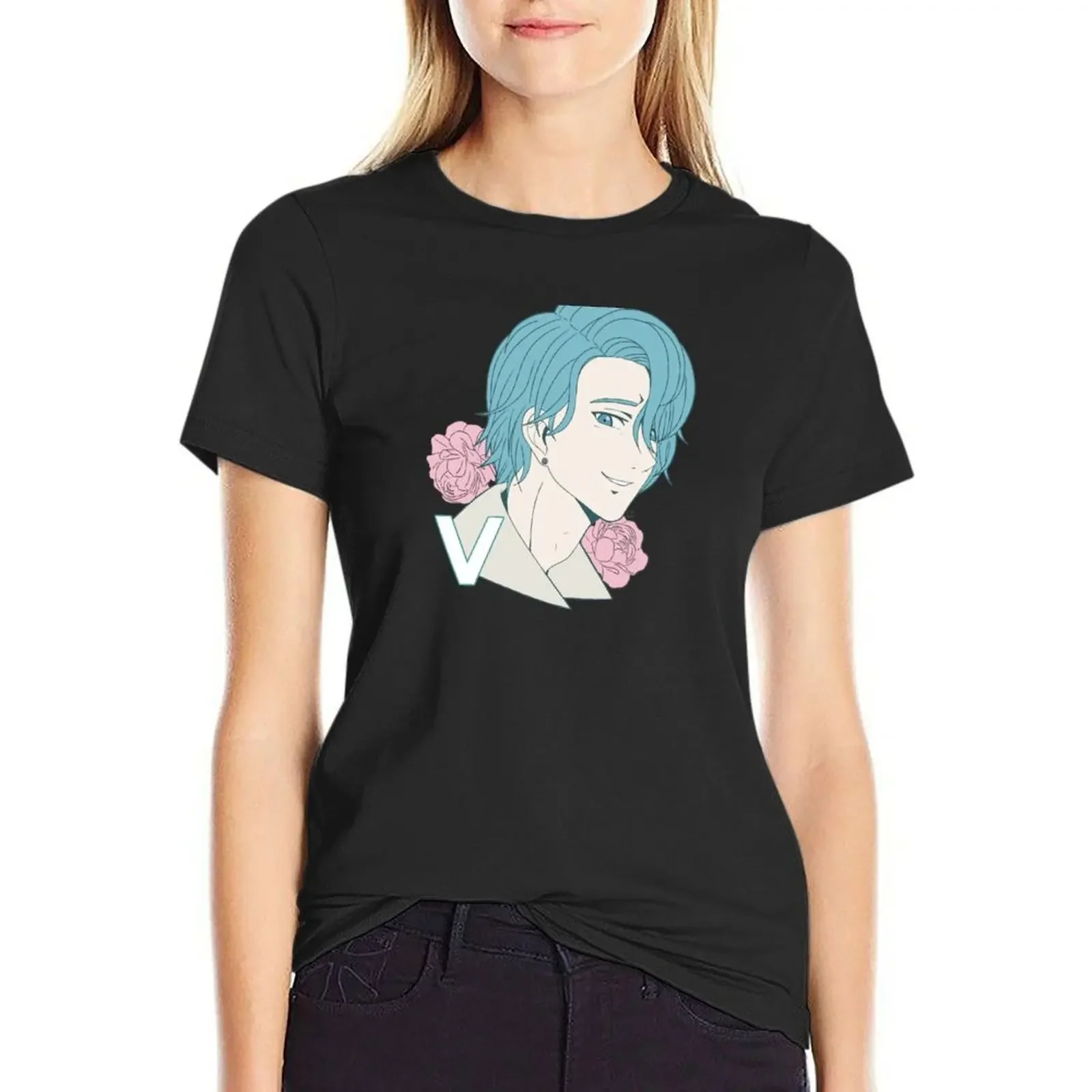 

Mystic Messenger Soft Roses V T-Shirt korean fashion Short sleeve tee hippie clothes tshirts for Women