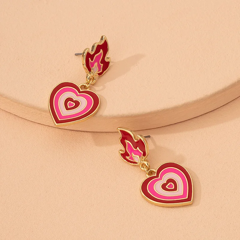 

Fashion Pink Lesbian Alloy Dripping Love Earrings