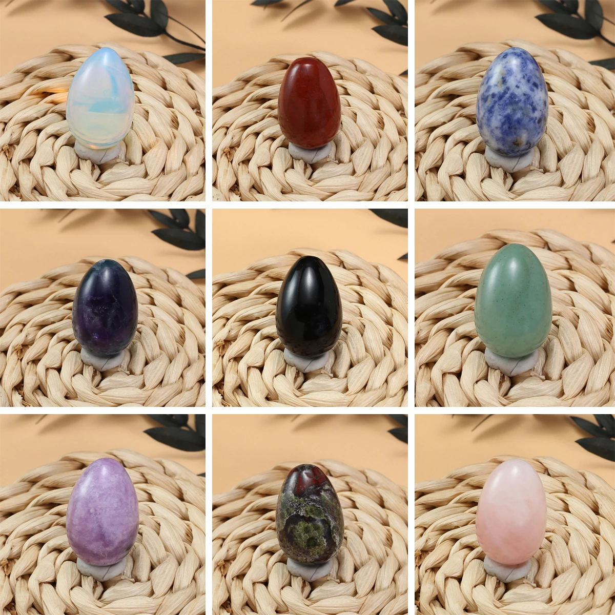 Natural Stone Rose Quartz Crystal Agate Egg Shaped Spiritual Healing Home Decoration Decoration Decoration Gift