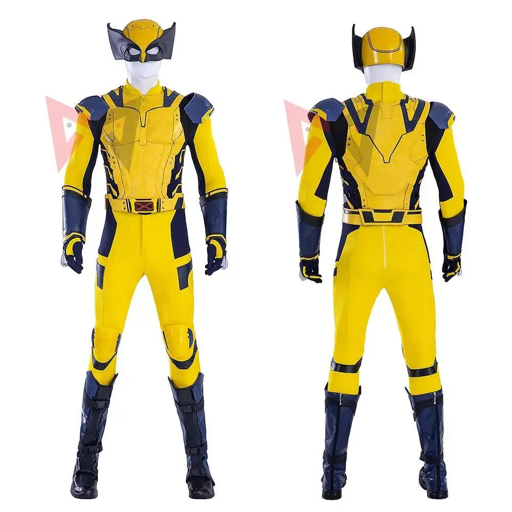 

New Wolverineng Cosplay Costume Jumpsuit Vest Shoulder Armor Gloves Belt Yellow Set For Game Party Halloween Men Custom Made