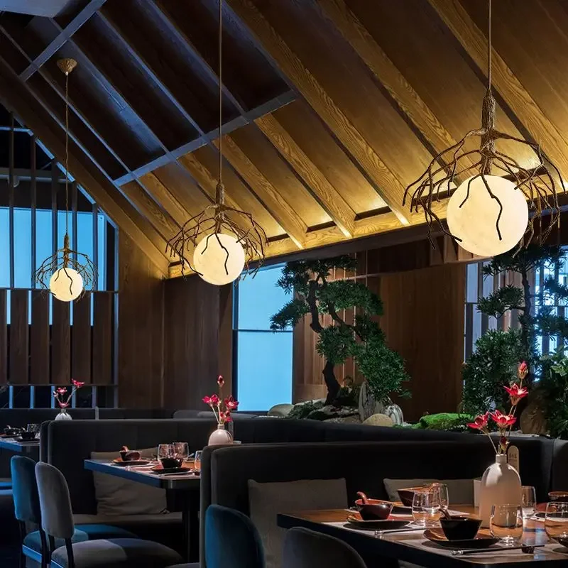 Branch Moon Chandelier Iron Art Ancient Style Creative Personality Homestay Bedhead Restaurant Bedhead Chandelier