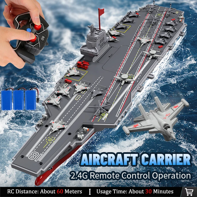 JJRC S19 RC Boat Aircraft Carrier 2.4G High-Speed Dual Motor Drift RC Simulation Destroyer Model Waterproof Ship Toys Kids Gift