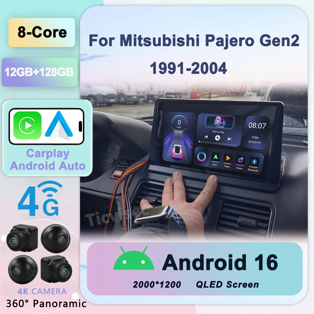 

Android 16 2din Car Radio For Mitsubishi Pajero Montero V31 Cheetah Kingbox Video Multimedia 9" with 2.5D Touch screen WIFI