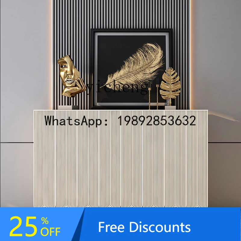 light luxury solid wood simple white shoe cabinet line porch cabinet facing the door home decoration cabinet