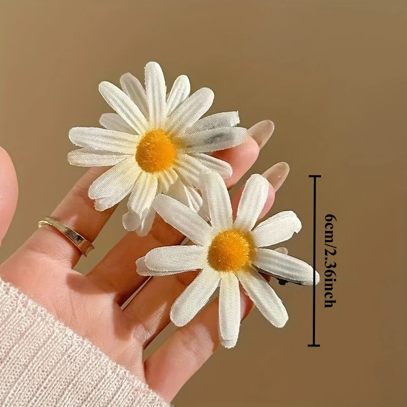 Sparkling Diamond Daisy Hair Clips Set Elegant Fresh Bangs Holiday Party Birthday Gift Hair Accessories Hair Pins and Clips