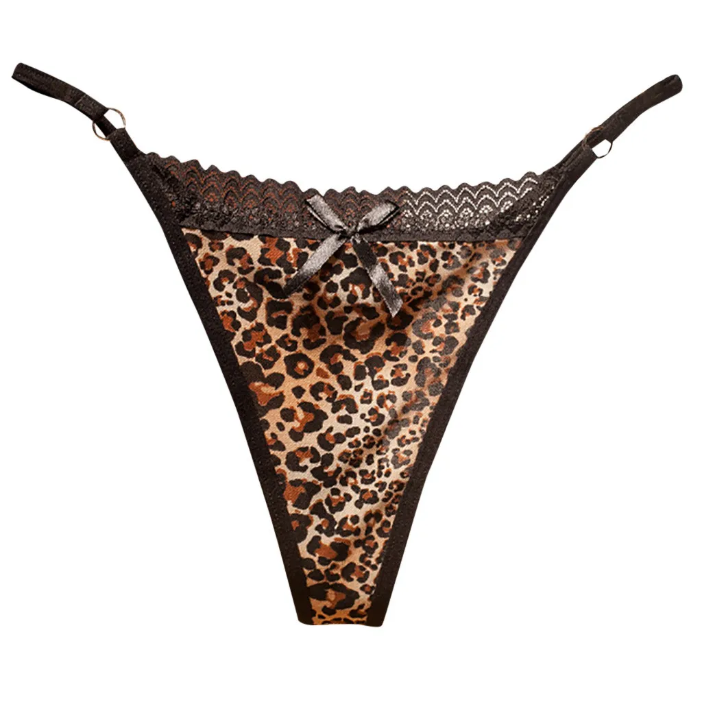 Fashion Leopard Women Lace Panties Thongs Lace Mesh Underwear G-String T-Back Underwear Ladies Briefs Panties Lingerie for Women