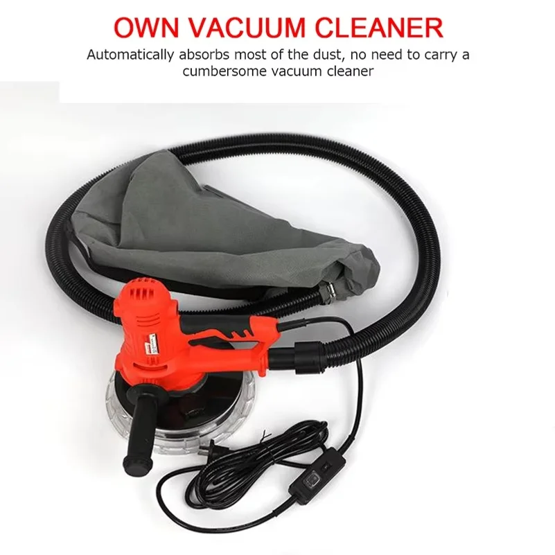 Drywall Sander 110V/220V Portable Electric Wall Putty Grinding Polishing Machine with LED Light Dust Clooect Bag Sandpaper 850W