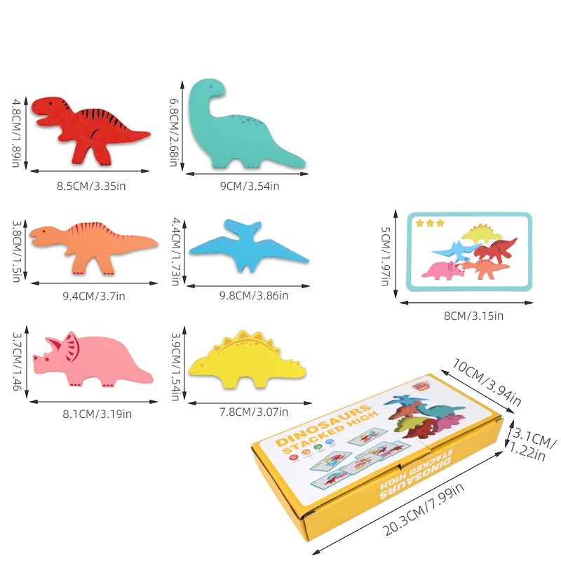 Holz Dinosaurier Stapeln Hohe Spielzeug Farbe Tier Stapeln Block Balance Spiel Pädagogisches Spielzeug Feinmotorik Training Für Kinder