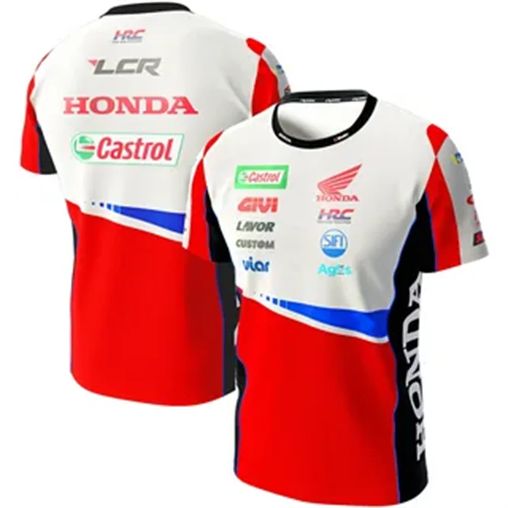 AliExpress 2025 New Honda HRC Off-Road Motorcycle T-shirt Summer Men's Casual Breathable Short-sleeved Cycling Sports Tops
