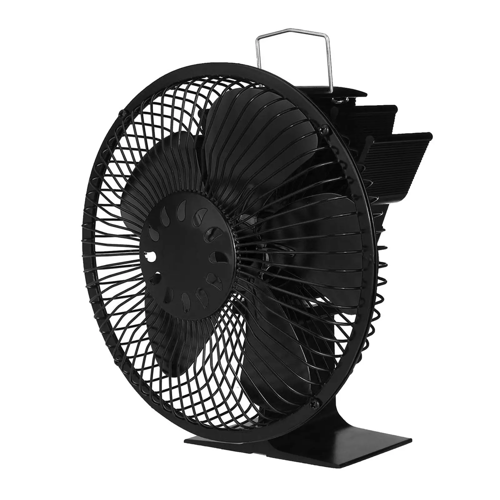 5 Blades Heat Powered Stove Fan with Thermometer Efficient for Wood Stove