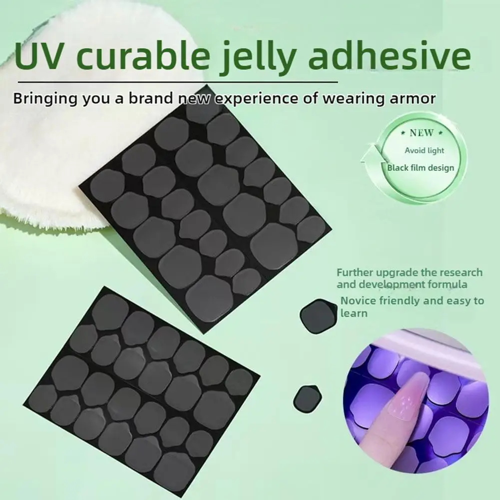 Pegamento de gelatina sólida UV, versión de película negra, cinta adhesiva falsa para arte de uñas, pegatinas de pegamento, accesorios para uñas de manicura DIY