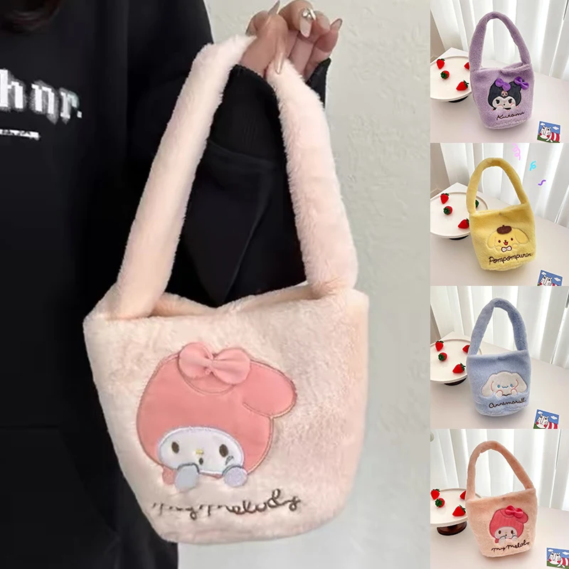 Sanrio Pluszowa torebka Cartoon Melody Hello Kitty Torba wiadro Kuromi Cinnamoroll Torba na lunch Torba do przechowywania