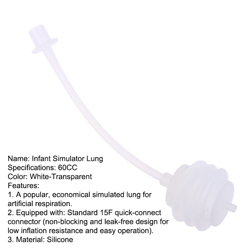 Infant Simulated Lung for Respiratory Testing - Silicone Lung Model | For Anesthesia & Neonatal Breathing Machine Calibration