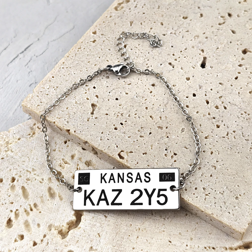Supernatural KAZ 2Y5 Kansas License Plate Metal Tag Bracelet Cosplay Jewelry