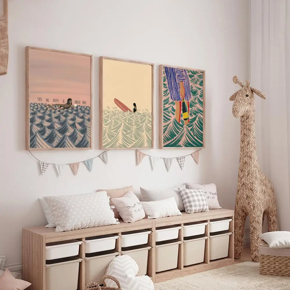 

Beach Swim Pool Abstract Art Anime Painting Calligraphy HD Waterproof Canvas poster Art: Aesthetic Wall Decor Home,Bar & More