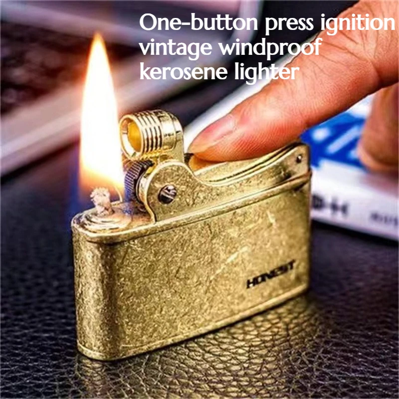 

Reconstructed Vintage Super-bright Lighter One-button Press Ignite Wind-resistant Design Creative Outdoor Portable Men's Lighter