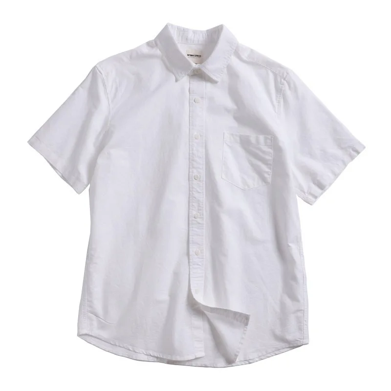 High Quality 100% Cotton Oxford Shirt Men\'s Long Sleeve Japanese Retro White Shirt Unisex Classic Casual Loose Fit Shirt Coats