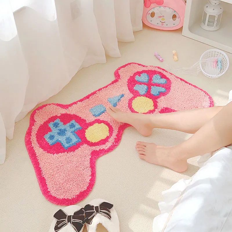 

Cute Cartoon Pink Video Games Carpets Young Girl Kids Bedroom Bedside Tufted Rugs Kawaii Pink Rug