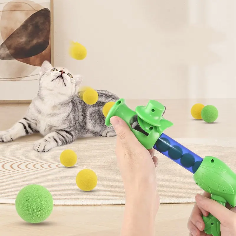 Cat Toys Interactive Launch Cat Ball Toys Shooting Gun Cat Peashooter Kitten Training Cat Pistol for Cats Accessories 고양이