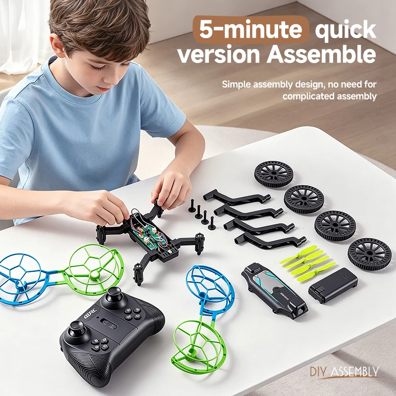 4DRC New V88 2.4G DIY Assembled Drone 2 in 1 Land Air Flight Interactive Training Quadcopter For Science Education Toy Kids Gift