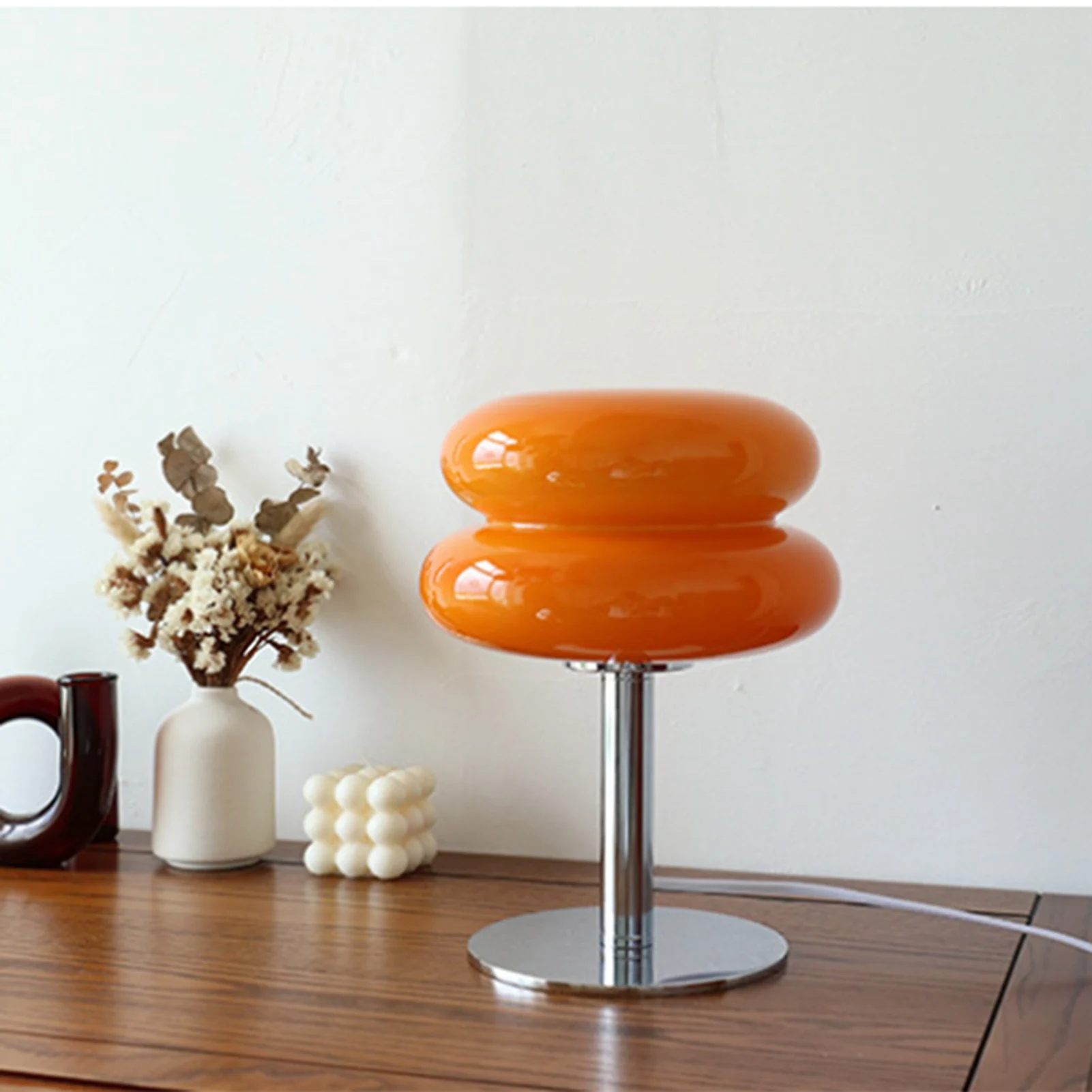 Atmosphere Lamps Eye Protection Night Light Girl Bedroom Bedside Decor Macaron Glass Table Lamp Trichromatic Dimming Living Room