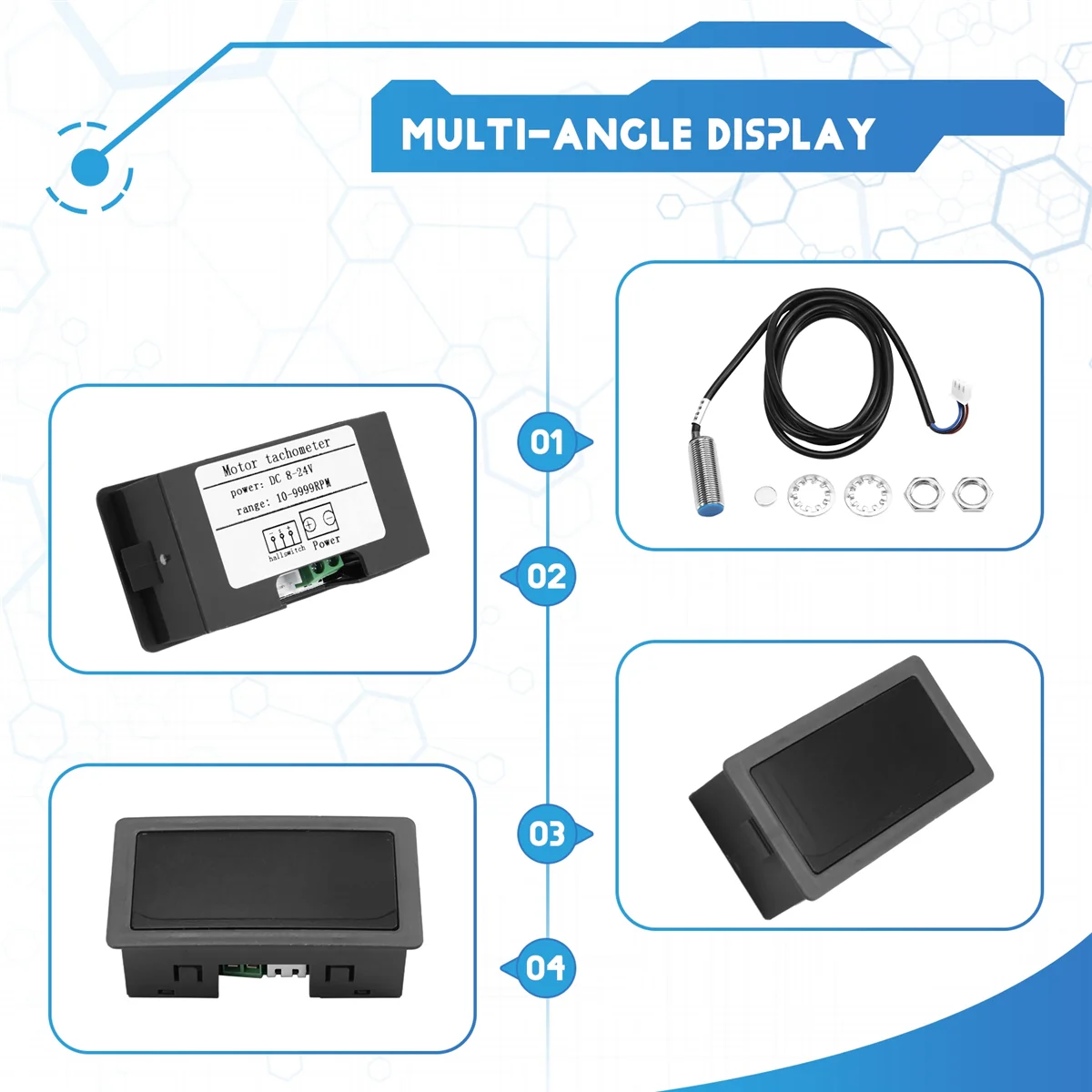 

A06K 4-цифровой тахометр со светодиодным дисплеем, измеритель скорости вращения в минуту, высокоточный тахометр с датчиком приближения Холла NPN