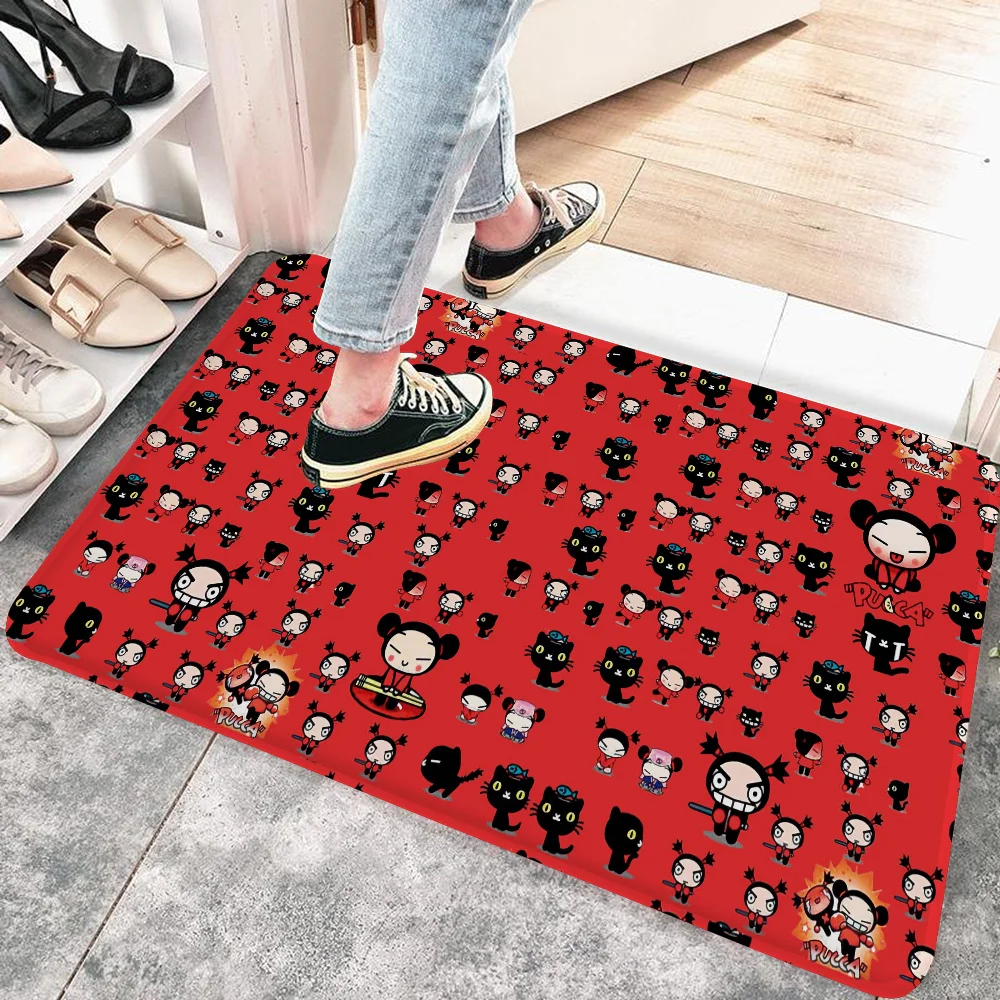 Cute Cartoon Pucca Garu Floor Mat Nordic Style Home Doormat Bathroom-Toilet Mats Bedroom Hotel Decor Mat