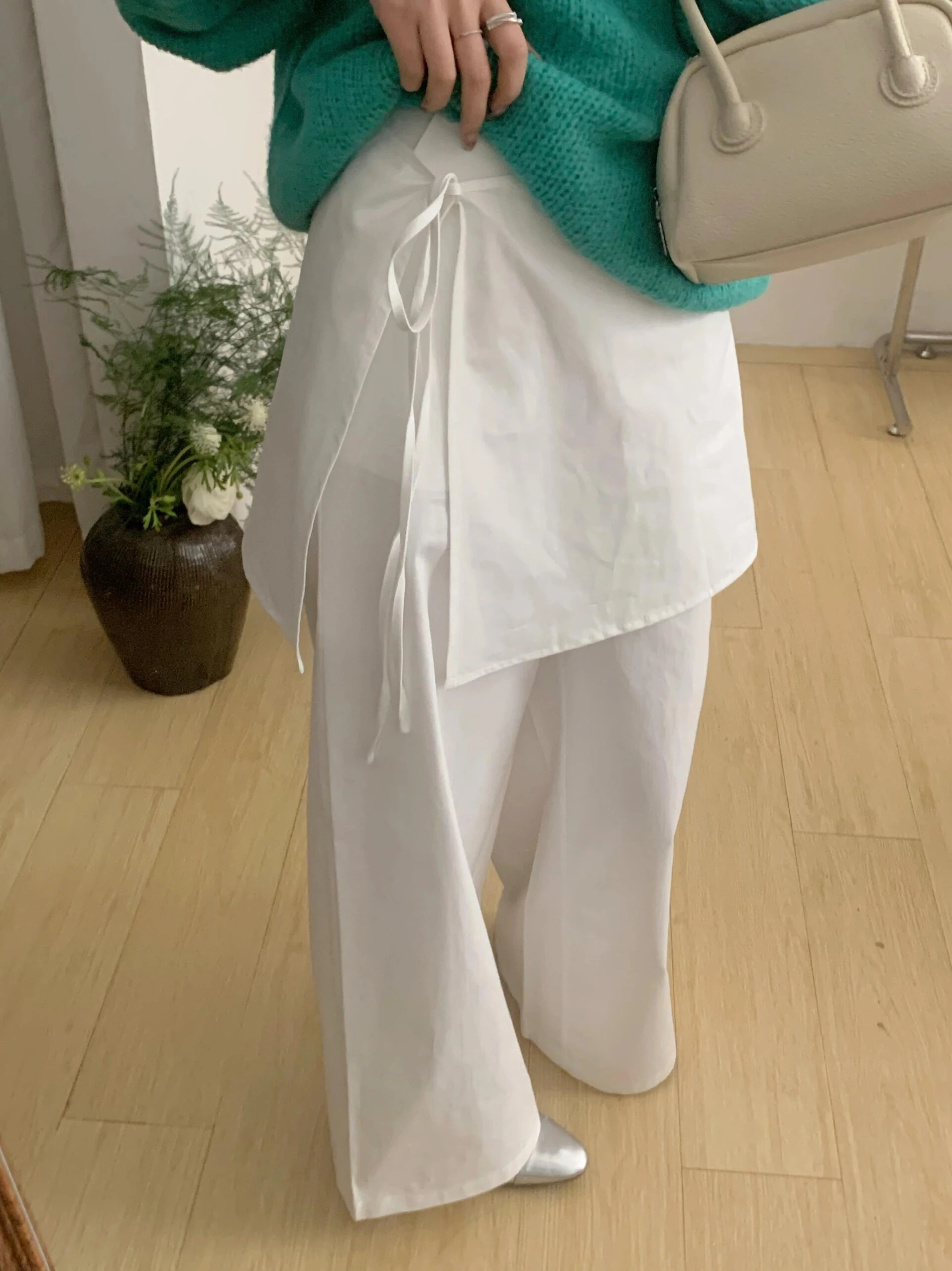 

White Korean Sle Semi-Formal ort Skirt with Pencil Skirt Design Multi-Layered Skirt Women's Fro Apron Autumn Winter