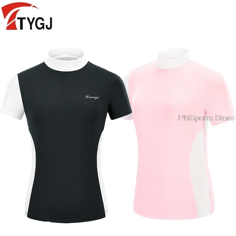 New Summer Golf Women\'S Shirts Round Neck Fashion Slim Outdoor Sports T-Shirt Moisture Wicking Quick-Drying Short-Sleeved Tops