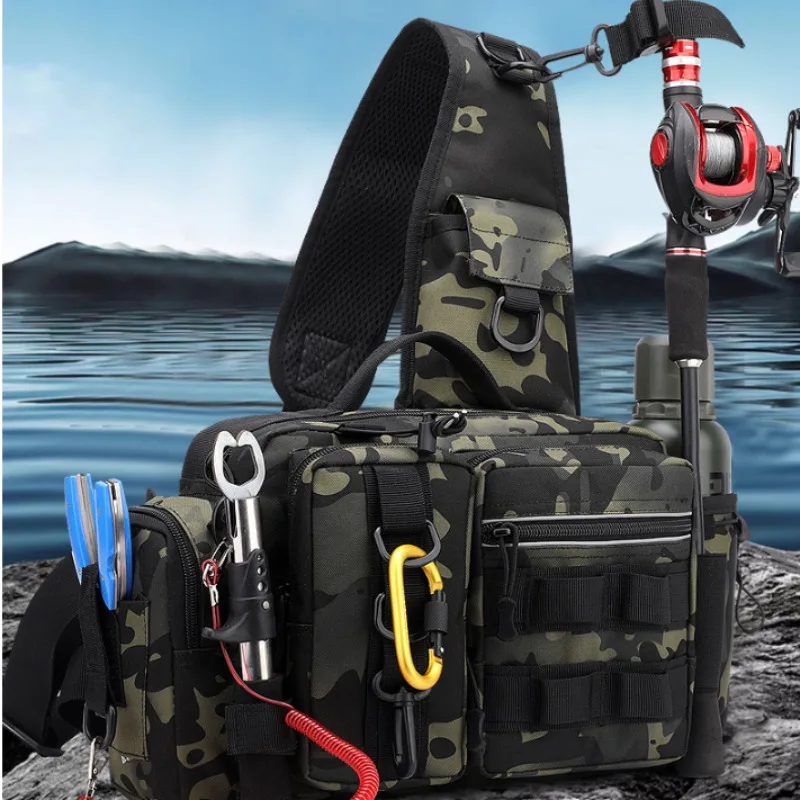 

Рыболовный рюкзак-сумка для снастей и приманок, поясная сумка для мужчин, рюкзак для нахлыстовой рыбалки с держателем для удочки, наплечная сумка-слинг