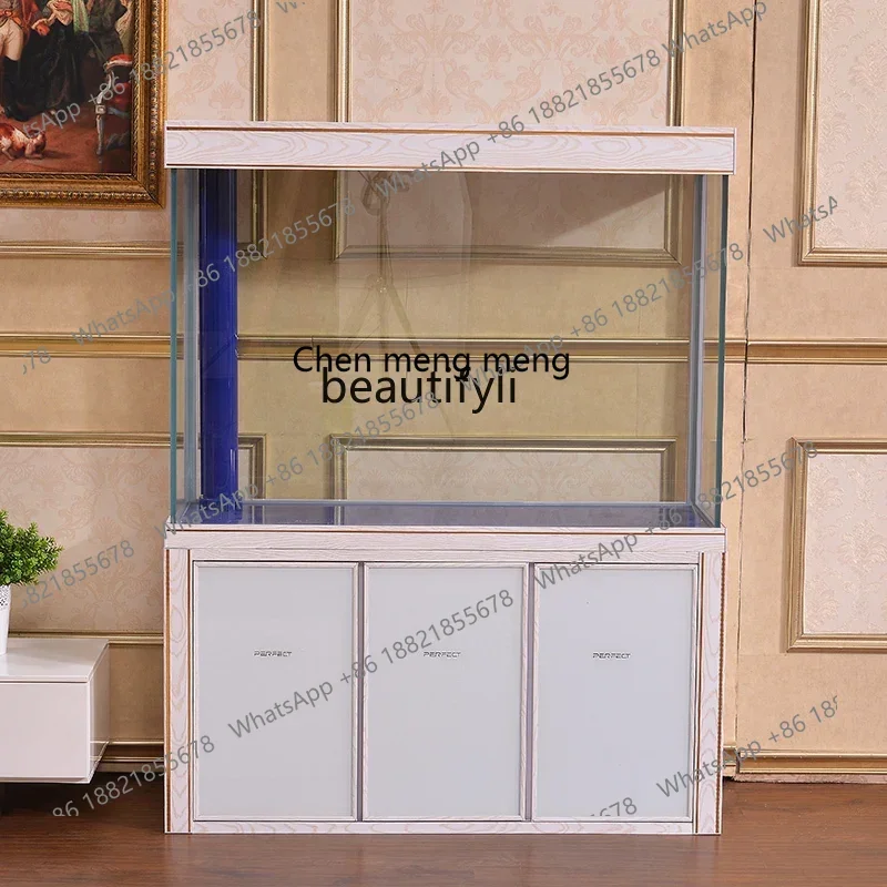 E153  Fish Tank Aquarium Large Living Room Screen Lazy Landscape Creative Mahogany Texture Bottom Filter Home