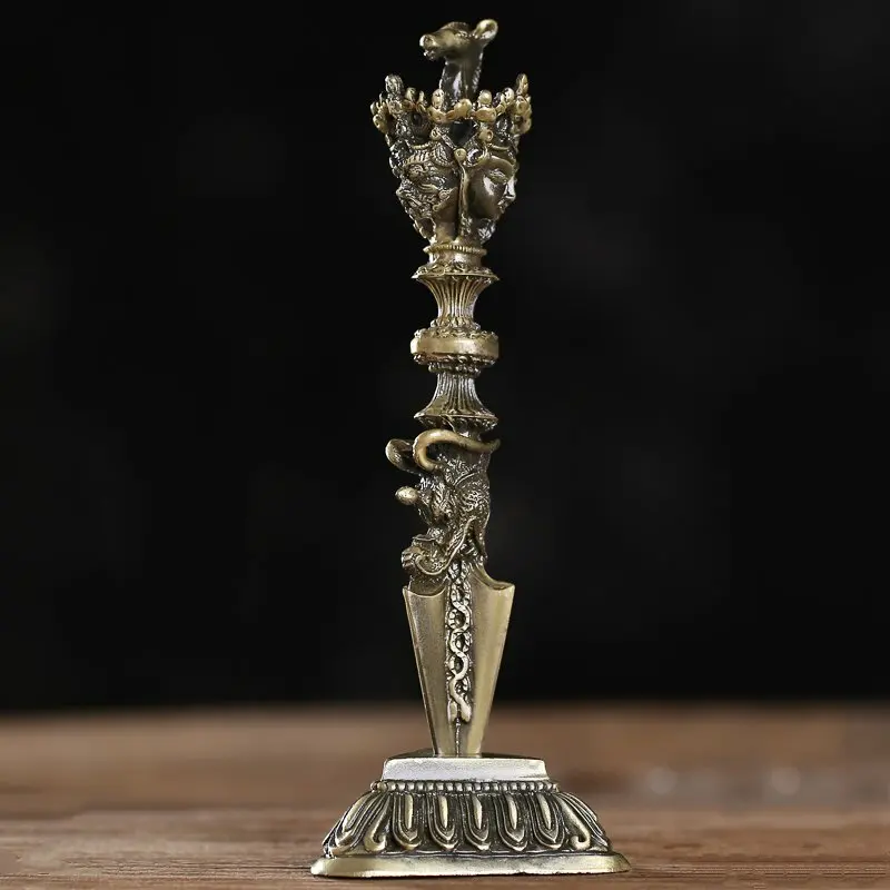 20cm aleación Hayagriva Vajra tibetano Dorje Phurba kīla phurpa meditación