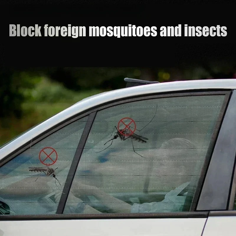Dos ventanas de malla para coche a prueba de mosquitos: protección UV, reducción de calor, red de privacidad, cubierta repelente de mosquitos, portátil