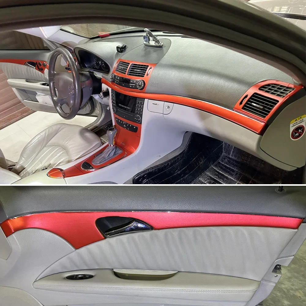 Carbon Fiber For Benz E Class W211 2003-2008 Car Film Interior Stickers Center Console Gear Dashboard Air Door Handle Lift Panel