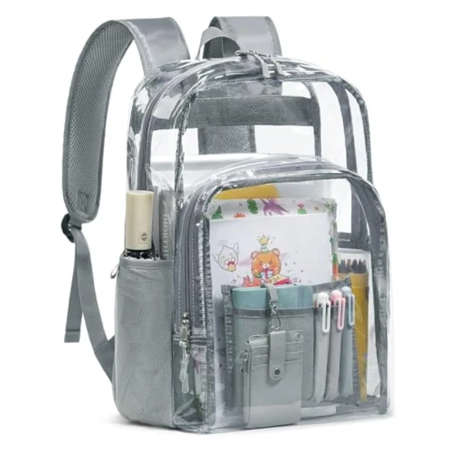 

Clear Backpack Heavy Duty, 19 Inch TPU Clear Bookbag for Boys Girls Adult, See Through Book Bag Transparent Backpacks with Mult