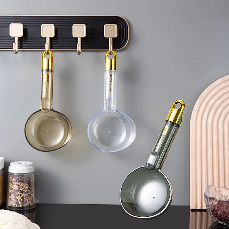 

Luxury Plastic Long Handle Rice Scoop Multi Functional for Flour Rice, Noodles Pet Food with Clamping Design as Measuring Spoon
