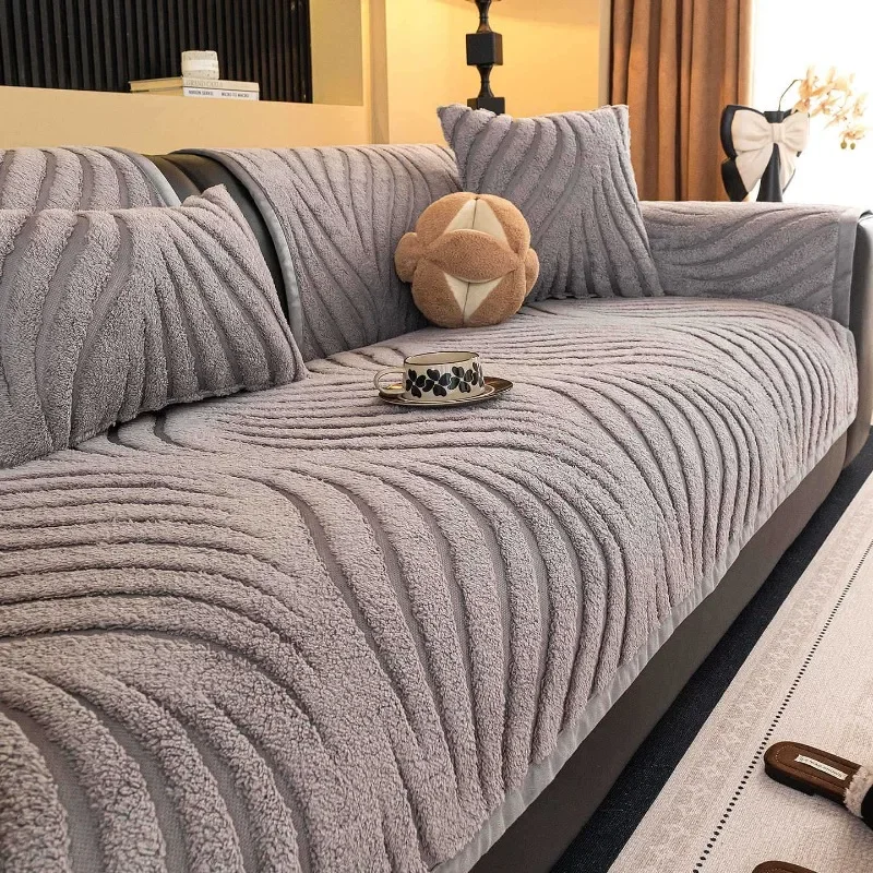 New Sofa Cover Cloth Thickened Warm Anti Slip Sofa Special One-piece Cushion Cover Soft and Comfortable for Autumn and Winter