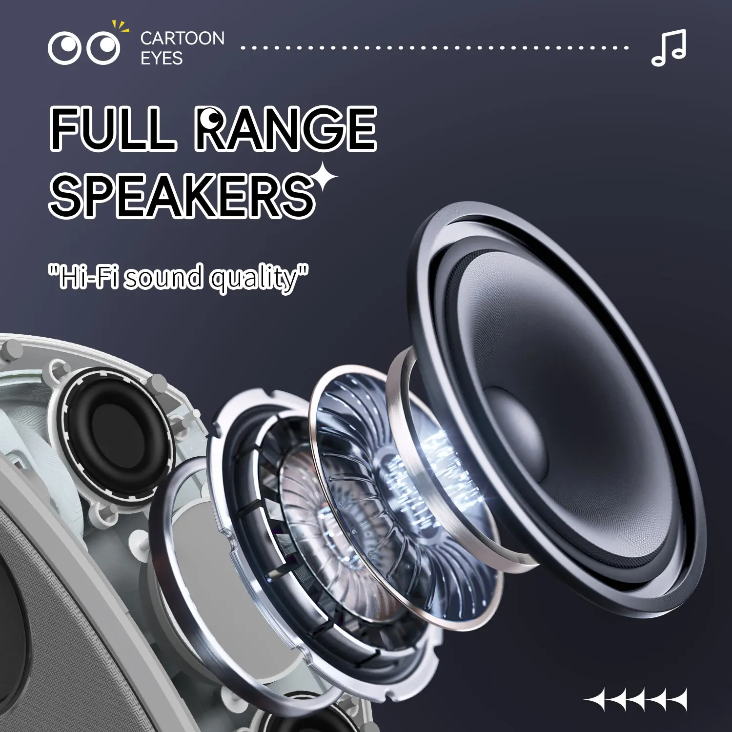 무선 지능형 휴대용 아이 스피커, RGB 눈 분위기 조명, USB 충전 지원, 크리스마스 및 생일 선물로 이상적