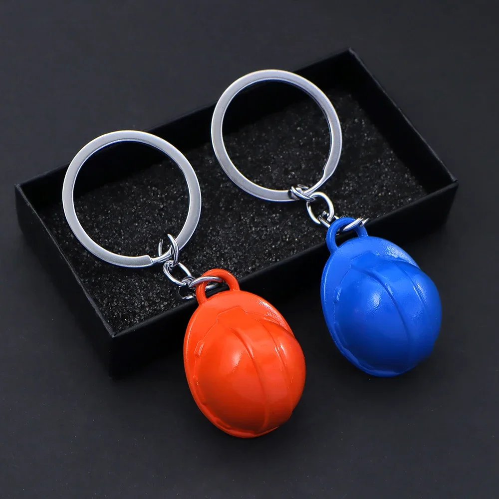 Plastic Helmet Hard Hat Keychains Colorful 3D Mini Safety Helmet Keyring For Men Car Backpack Pendant Creative Engineer Gift