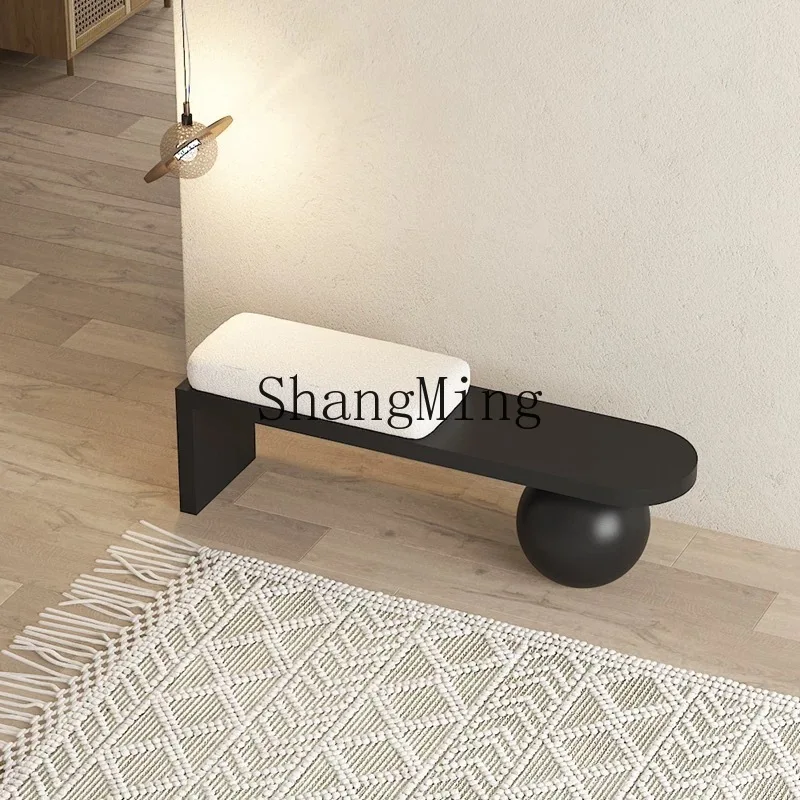 مقعد غرفة SM فني خفيف فاخر لتغيير الأحذية المنزلية مقعد أريكة بسيط من الخشب الصلب