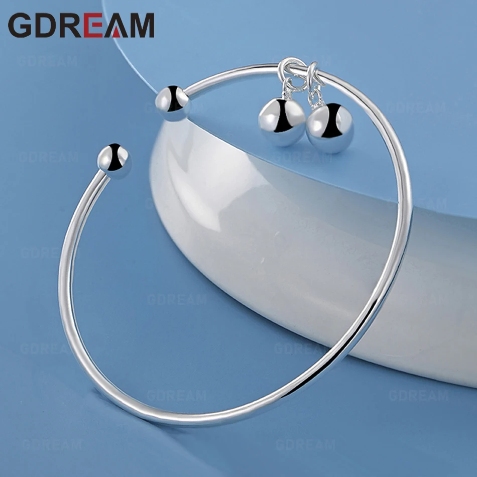 

GDREAM 925 Sterling Silver Double Bell Open Bangle, Everyday Accessory For Women, Simple And Elegant Jewelry