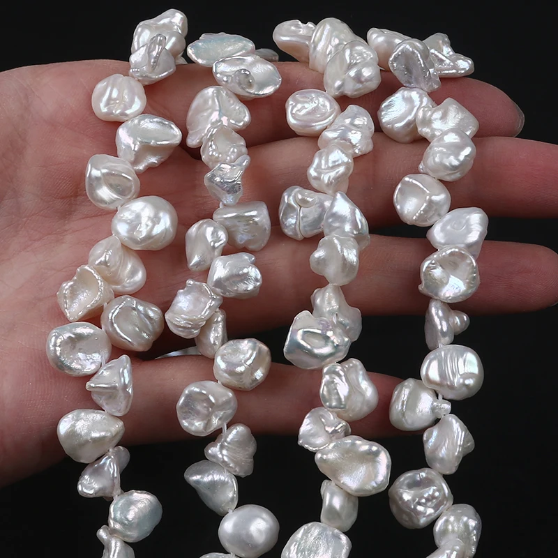 

9-10mm White Cultured Freshwater Baroque Pearl Beads Reborn Keshi Pearl Loose Natural