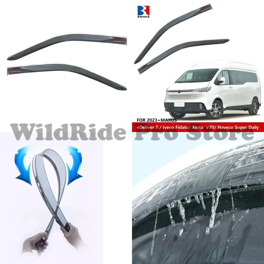 

1 set For Car Window Visor for 2023 MAXUS EDeliver 7 Iveco Fidato Xintu V70 Naveco Super Daily Rain Sun Shade Rain Guard Wind De