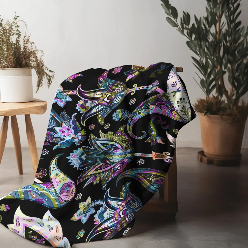 نابضة بالحياة بيزلي الأزهار طباعة بطانية رمي غطاء أريكة السرير الزخرفية الملونة نمط العرقية رمي بطانية